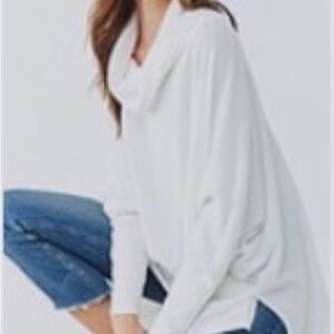 Cozy White Cowl neck Women's Batwing style top/ Sweater